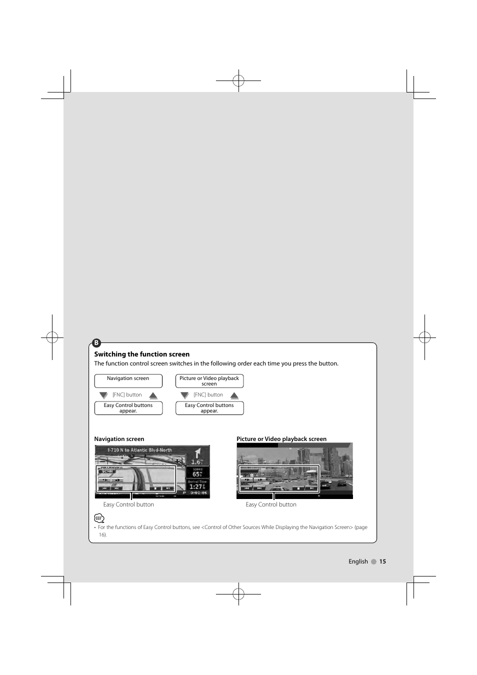 Switching the function screen | Kenwood KVT-526DVD User Manual | Page 15 / 96