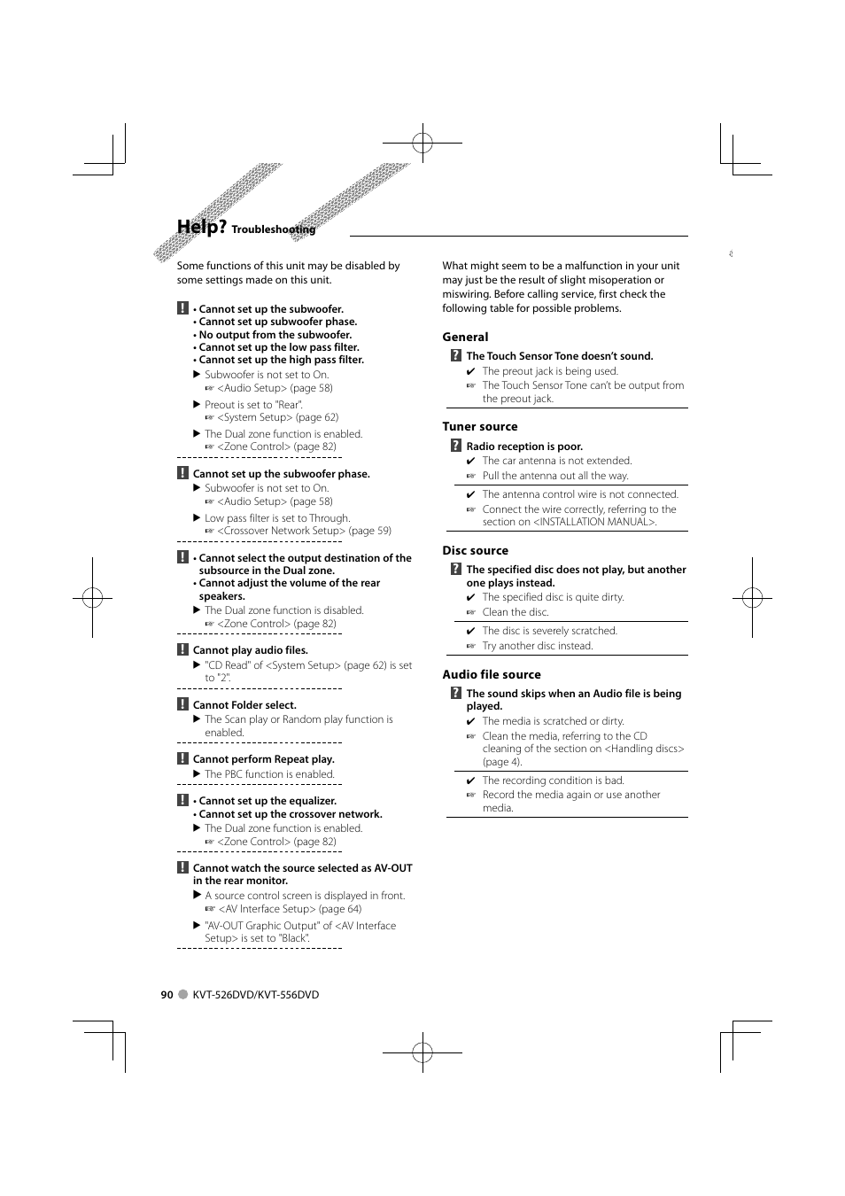 Help | Kenwood KVT-526DVD User Manual | Page 90 / 96