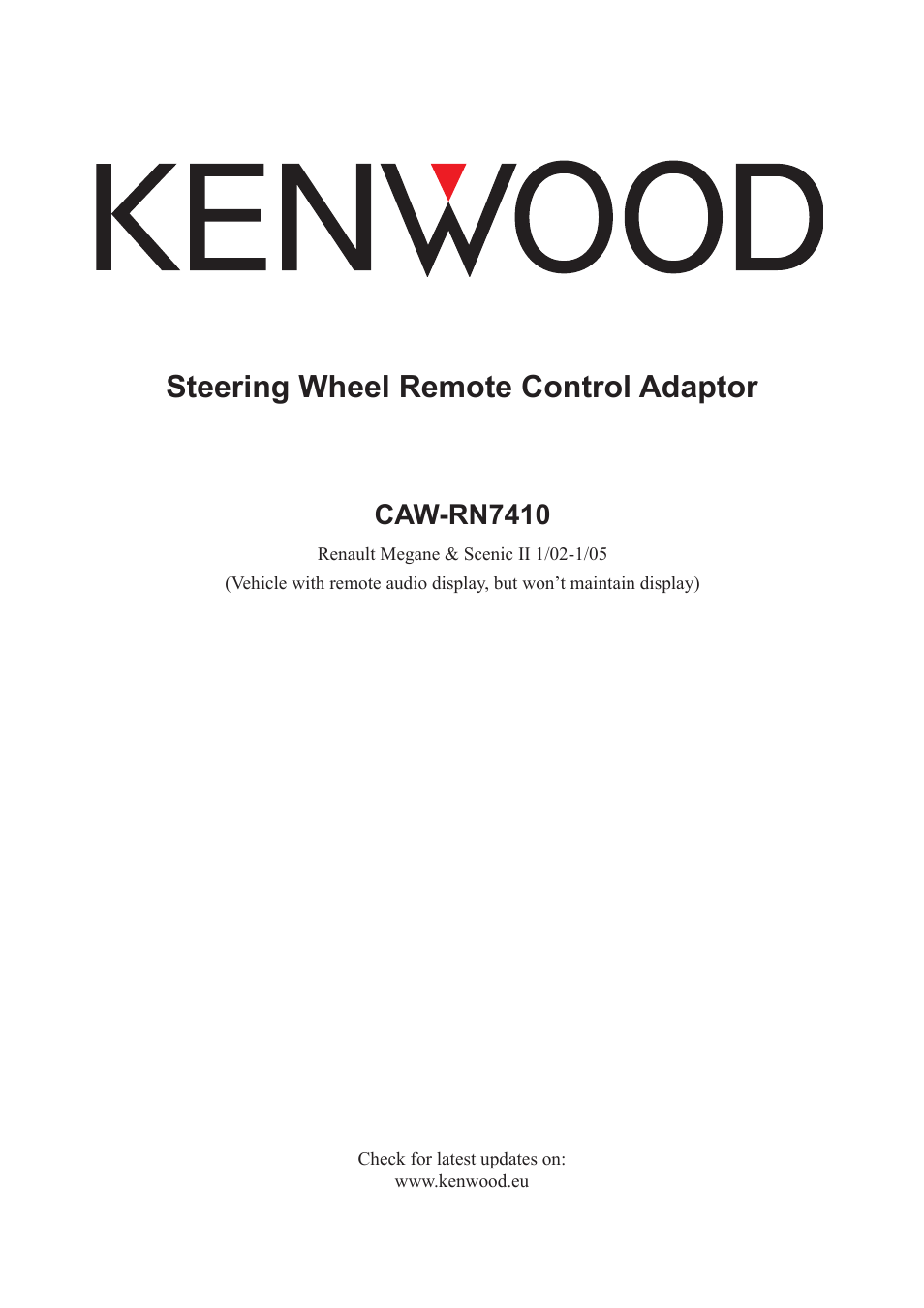 Kenwood CAW-RN7410 User Manual | 3 pages