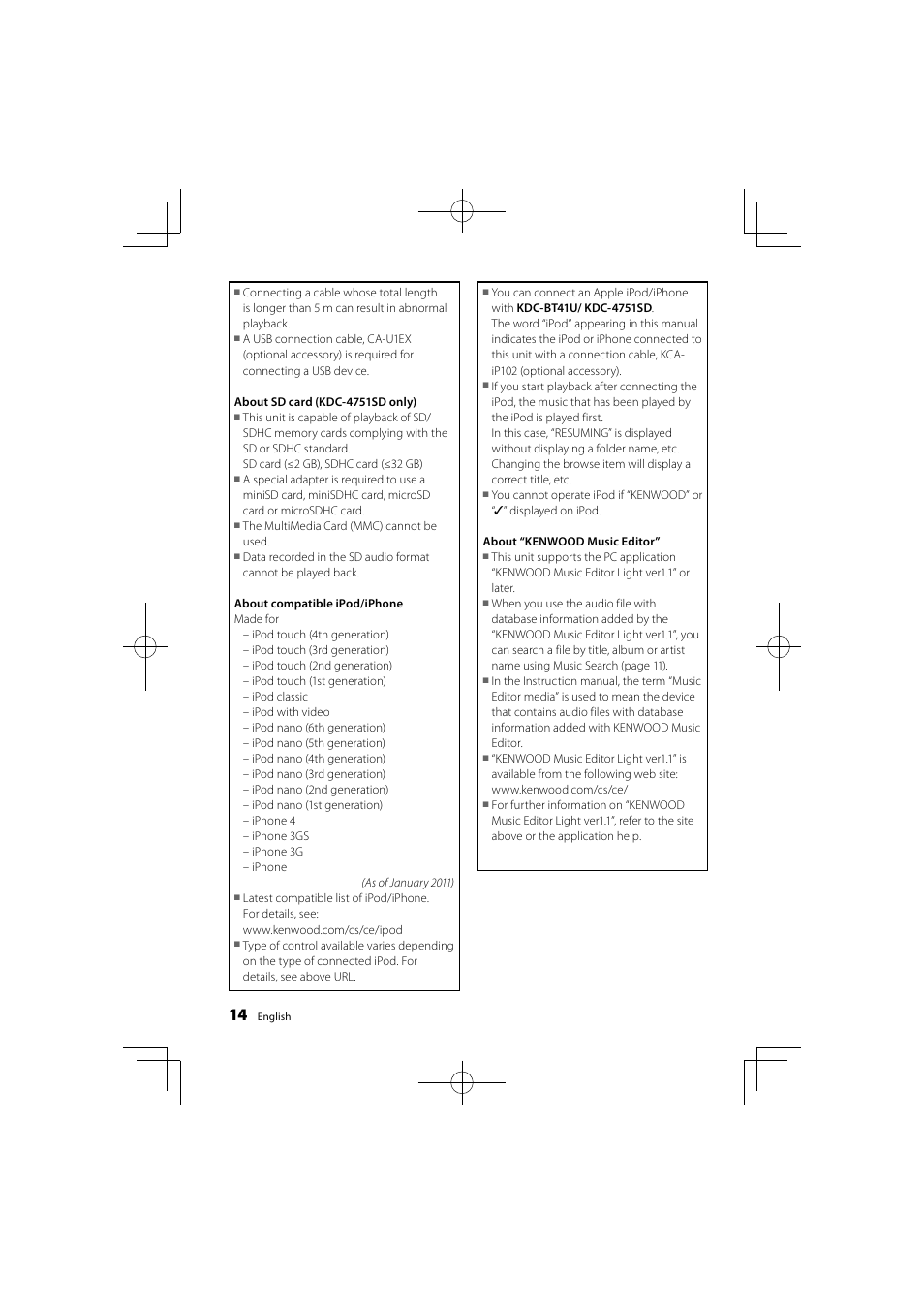 Kenwood KDC-BT41U User Manual | Page 14 / 40