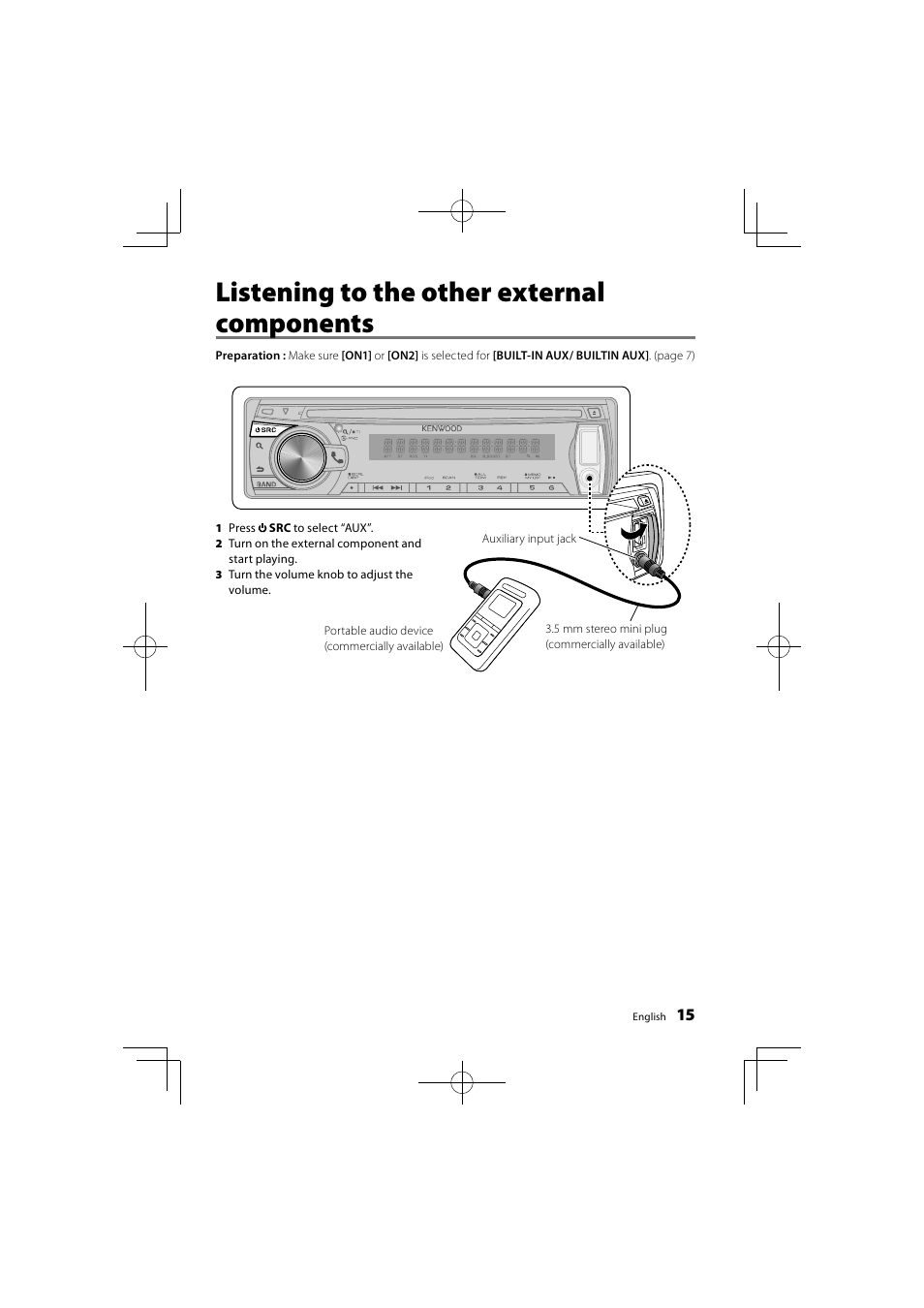 Listening to the other external components | Kenwood KDC-BT41U User Manual | Page 15 / 40