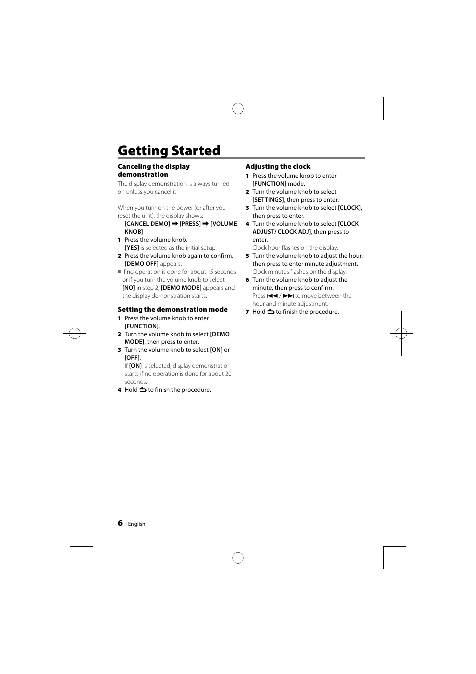 Getting started | Kenwood KDC-BT41U User Manual | Page 6 / 40