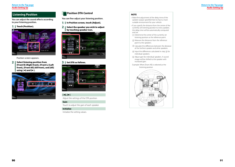 Listening position, P.90) | Kenwood DNX9210BT User Manual | Page 46 / 58