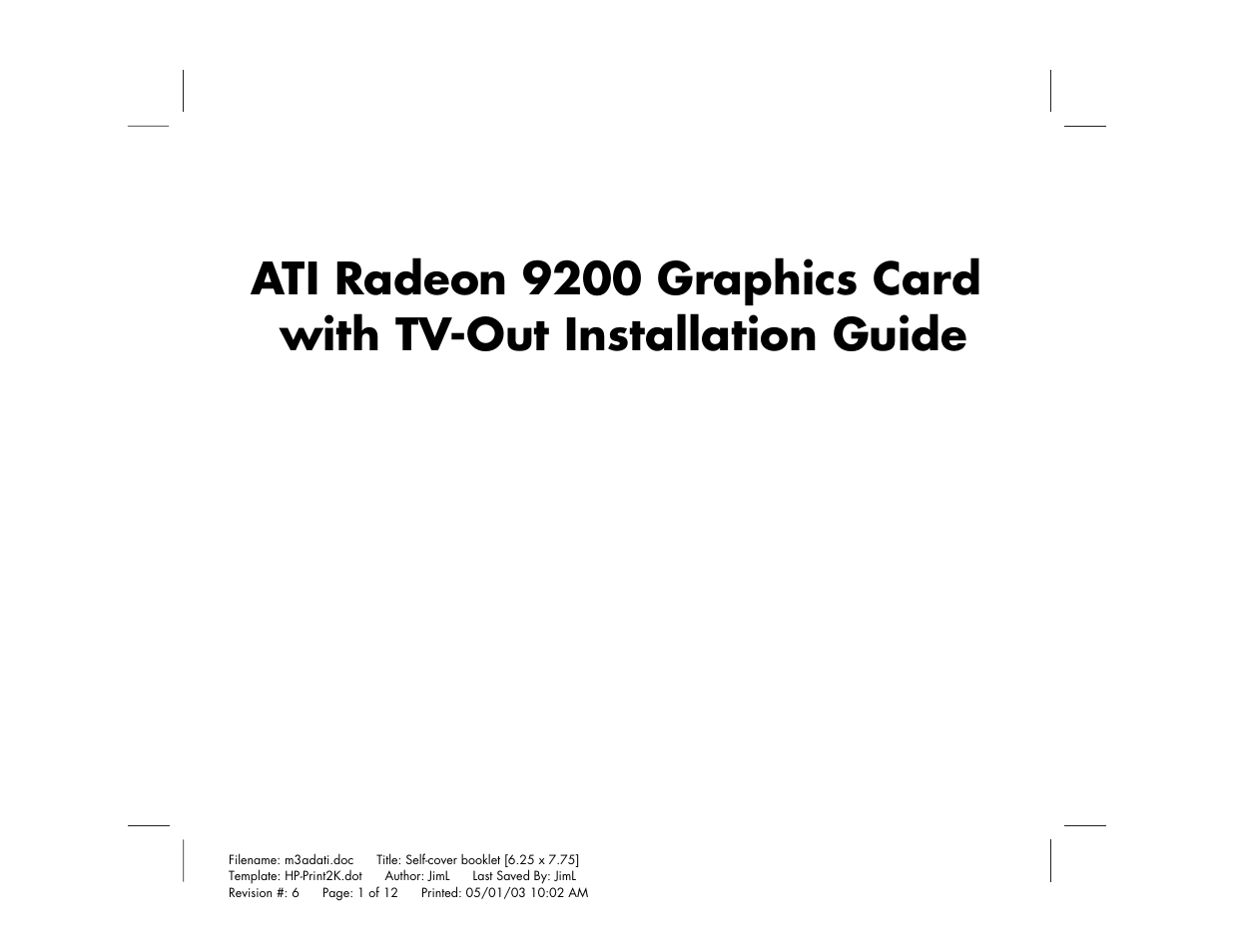 ATI Technologies 9200 User Manual | 12 pages