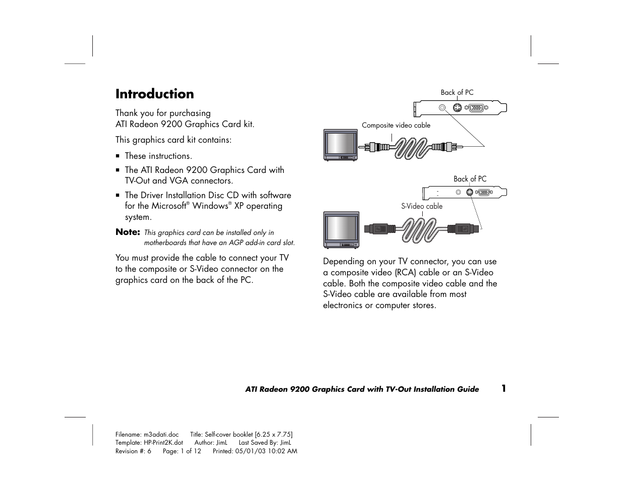 Introduction | ATI Technologies 9200 User Manual | Page 5 / 12