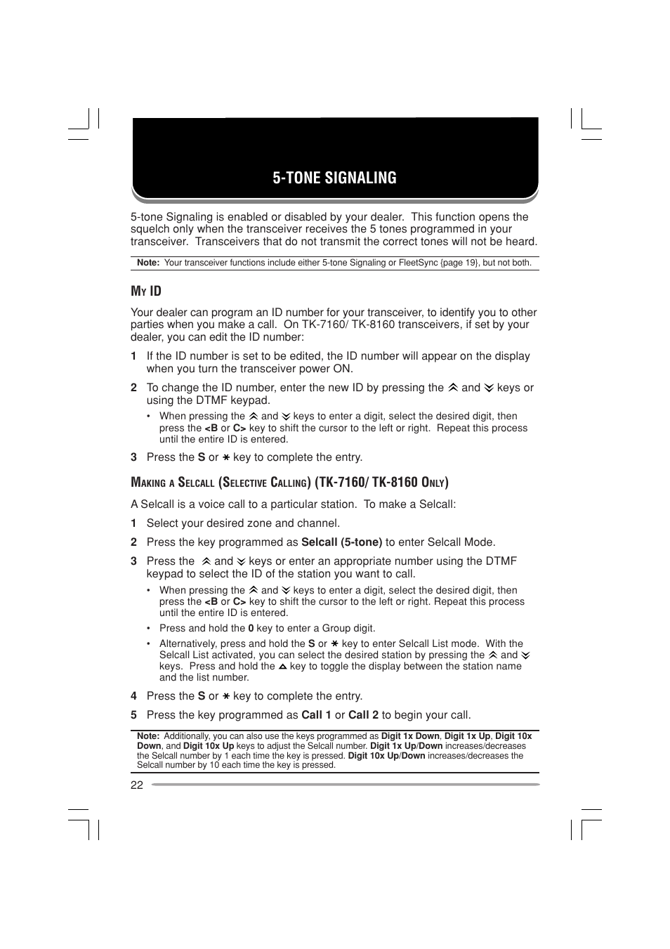 Tone signaling | Kenwood TK-7160E - Discontinued User Manual | Page 28 / 35