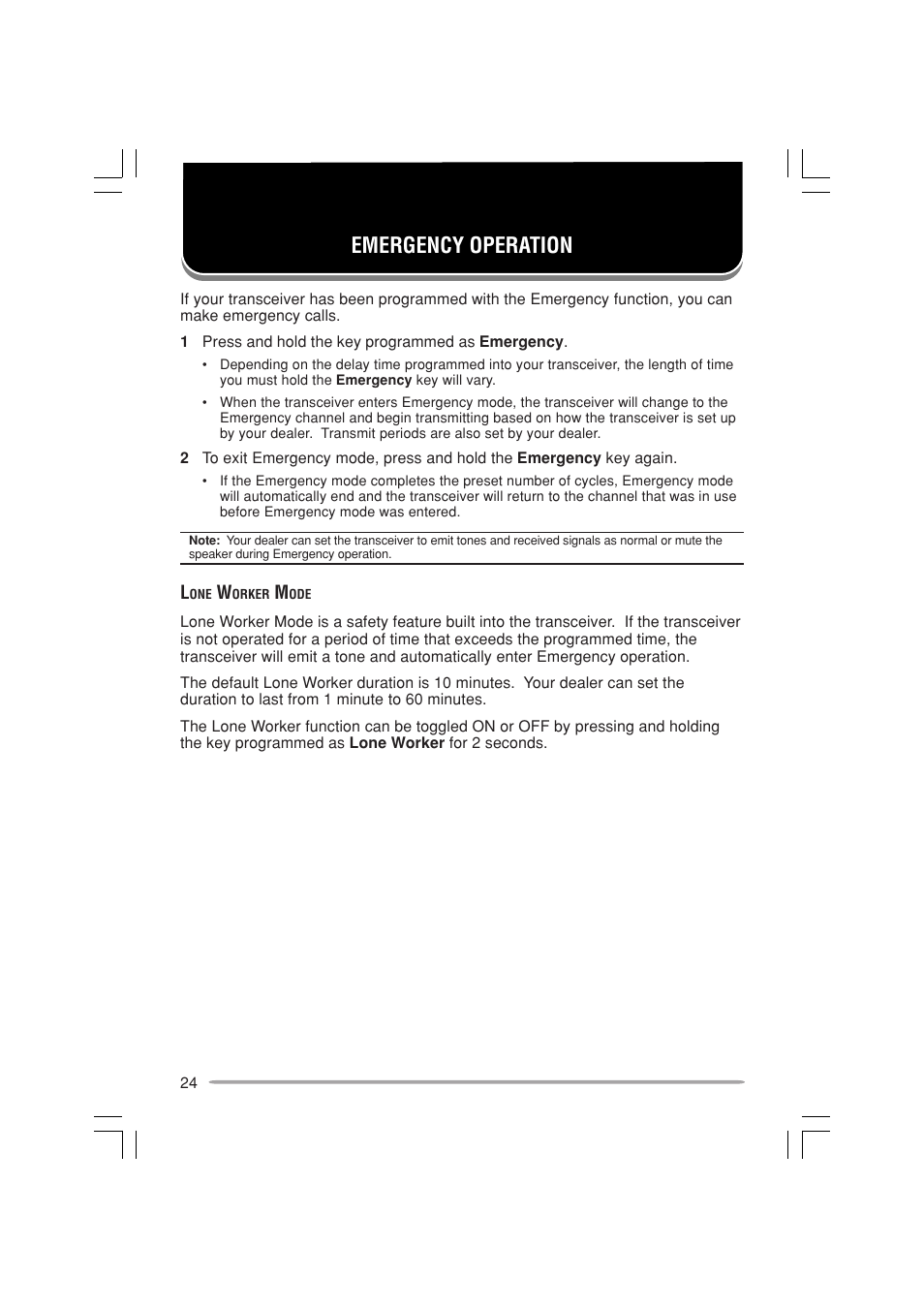 Emergency operation | Kenwood TK-7160E - Discontinued User Manual | Page 30 / 35