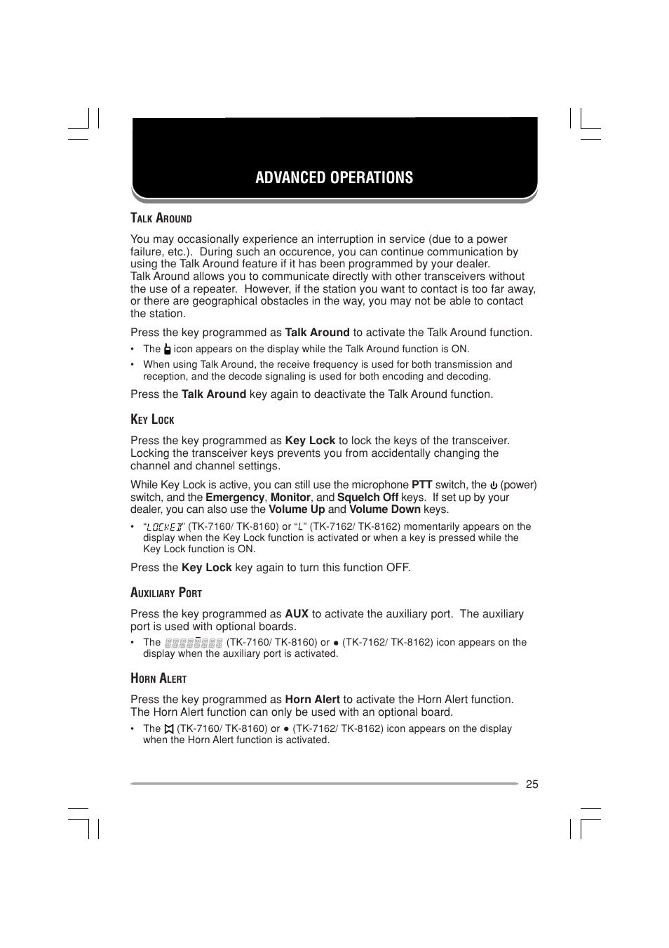 Advanced operations | Kenwood TK-7160E - Discontinued User Manual | Page 31 / 35