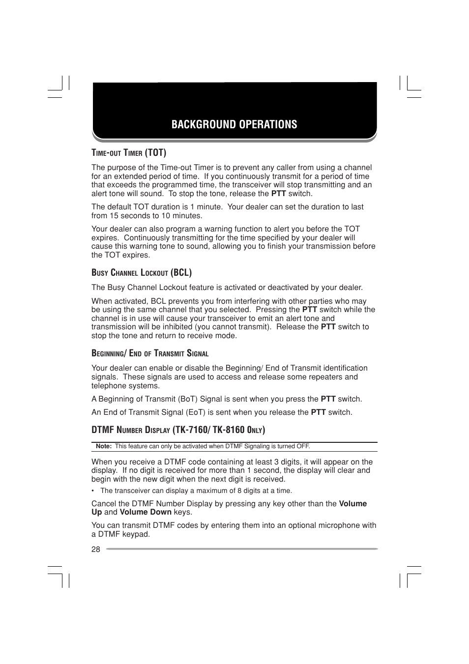 Background operations | Kenwood TK-7160E - Discontinued User Manual | Page 34 / 35