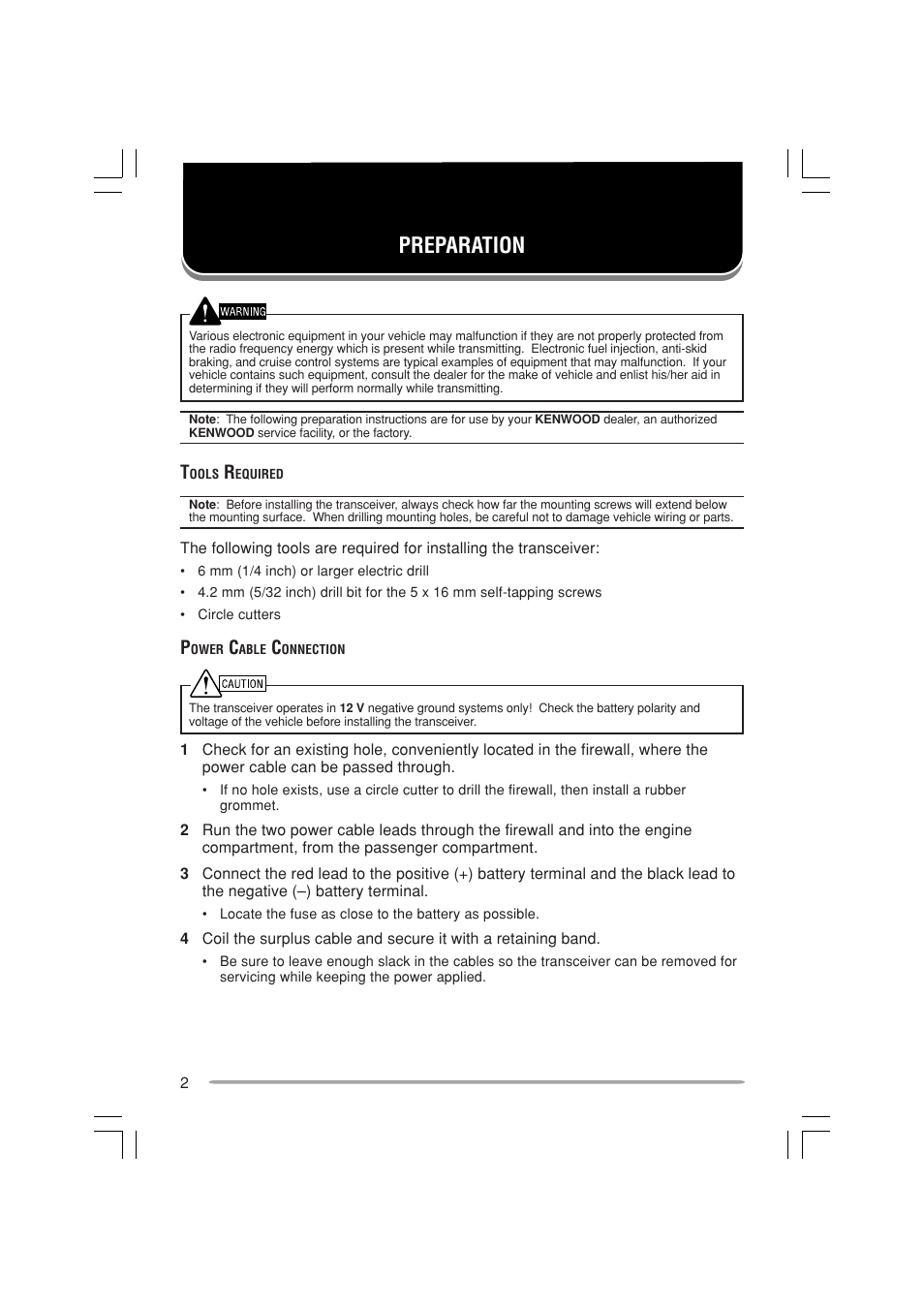 Preparation | Kenwood TK-7160E - Discontinued User Manual | Page 8 / 35