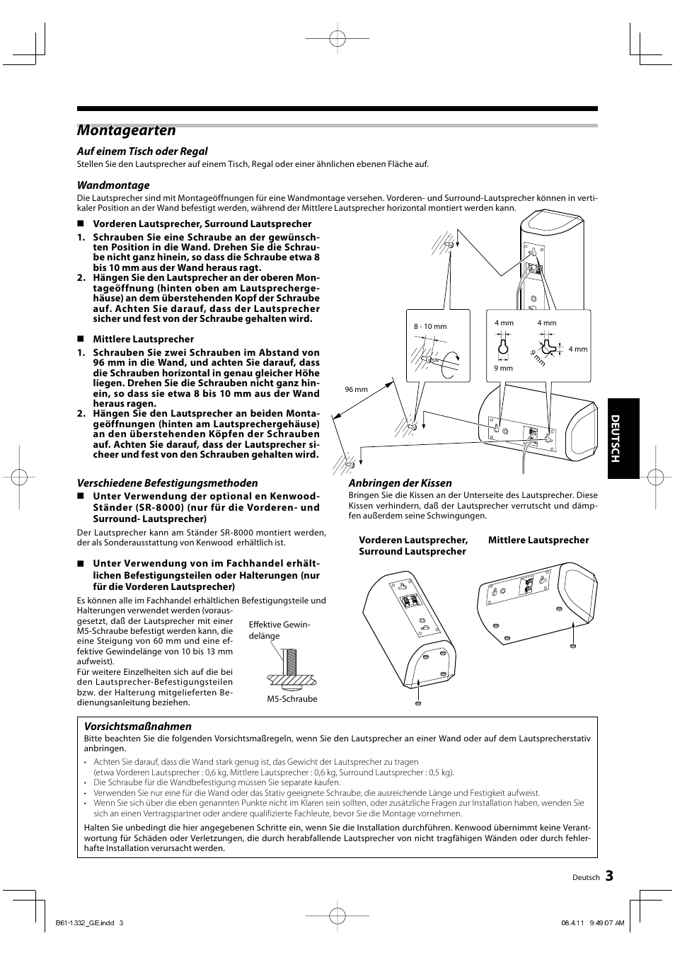 Montagearten | Kenwood KS-1300HT-B User Manual | Page 11 / 28