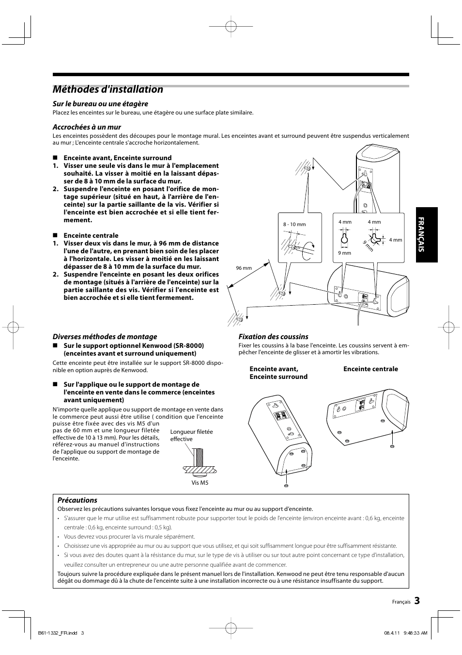 Méthodes d'installation | Kenwood KS-1300HT-B User Manual | Page 7 / 28