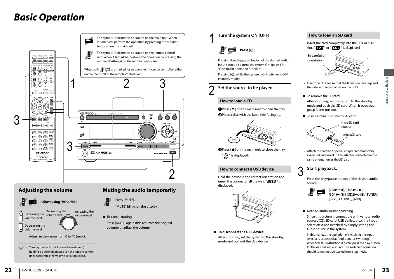 Basic operation | Kenwood K-511USB-B User Manual | Page 12 / 59