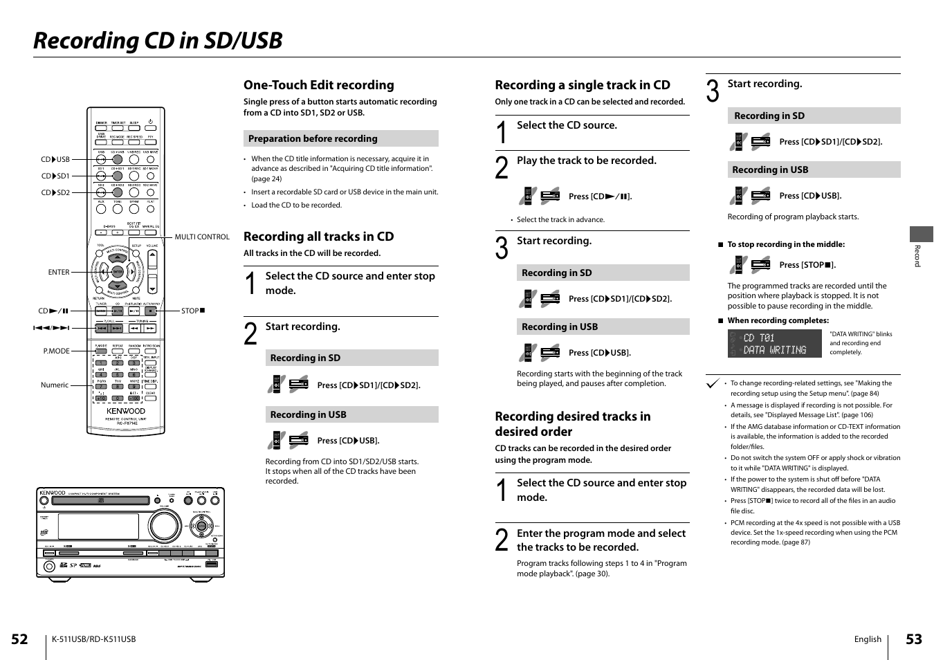 Recording cd in sd/usb | Kenwood K-511USB-B User Manual | Page 27 / 59