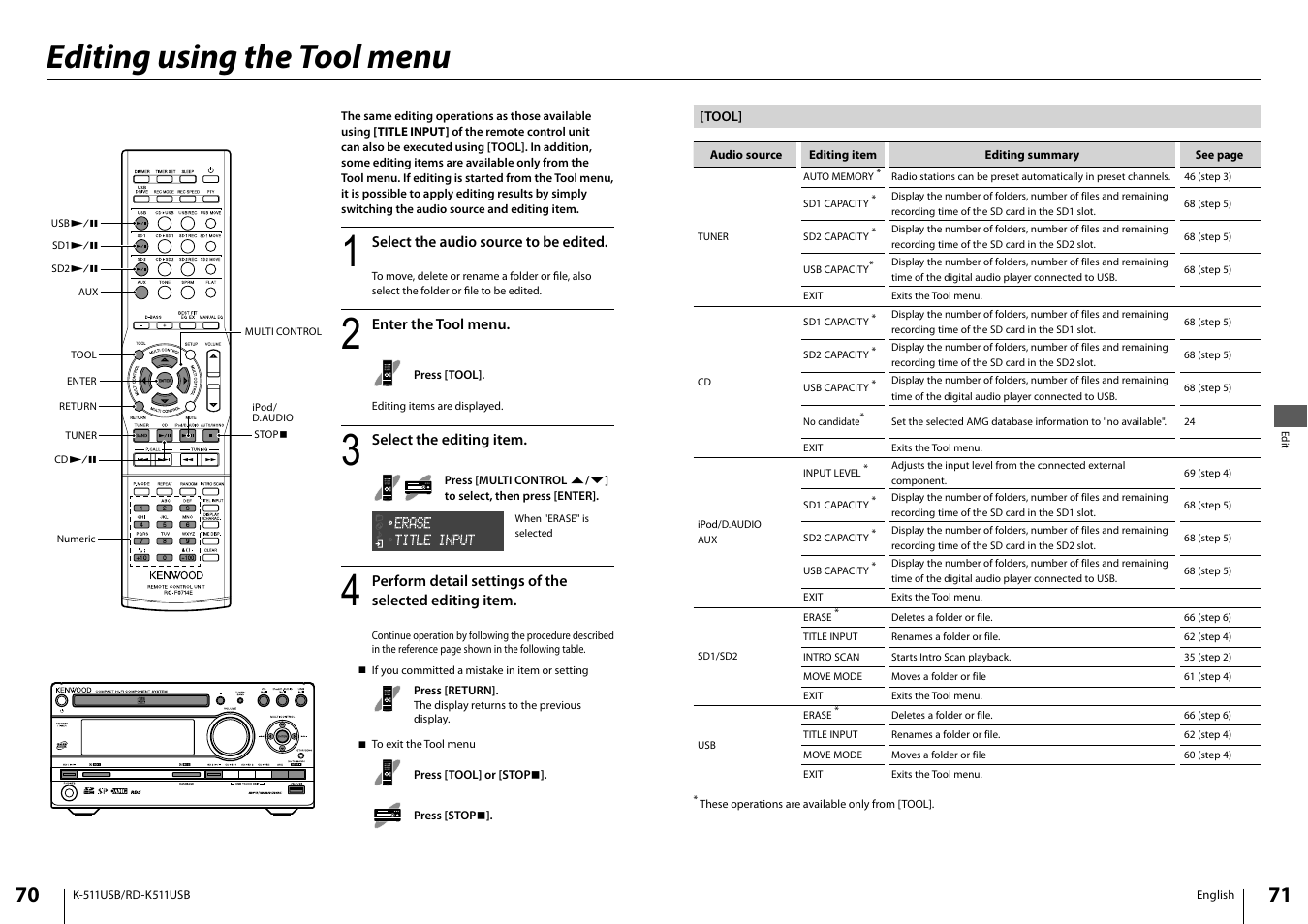 Editing using the tool menu | Kenwood K-511USB-B User Manual | Page 36 / 59