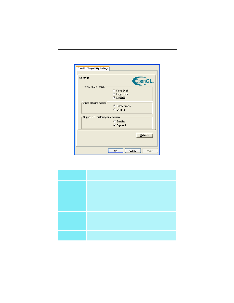 Opengl® compatibility settings, Opengl, Compatibility settings | ATI Technologies RADEON 9000 User Manual | Page 27 / 34