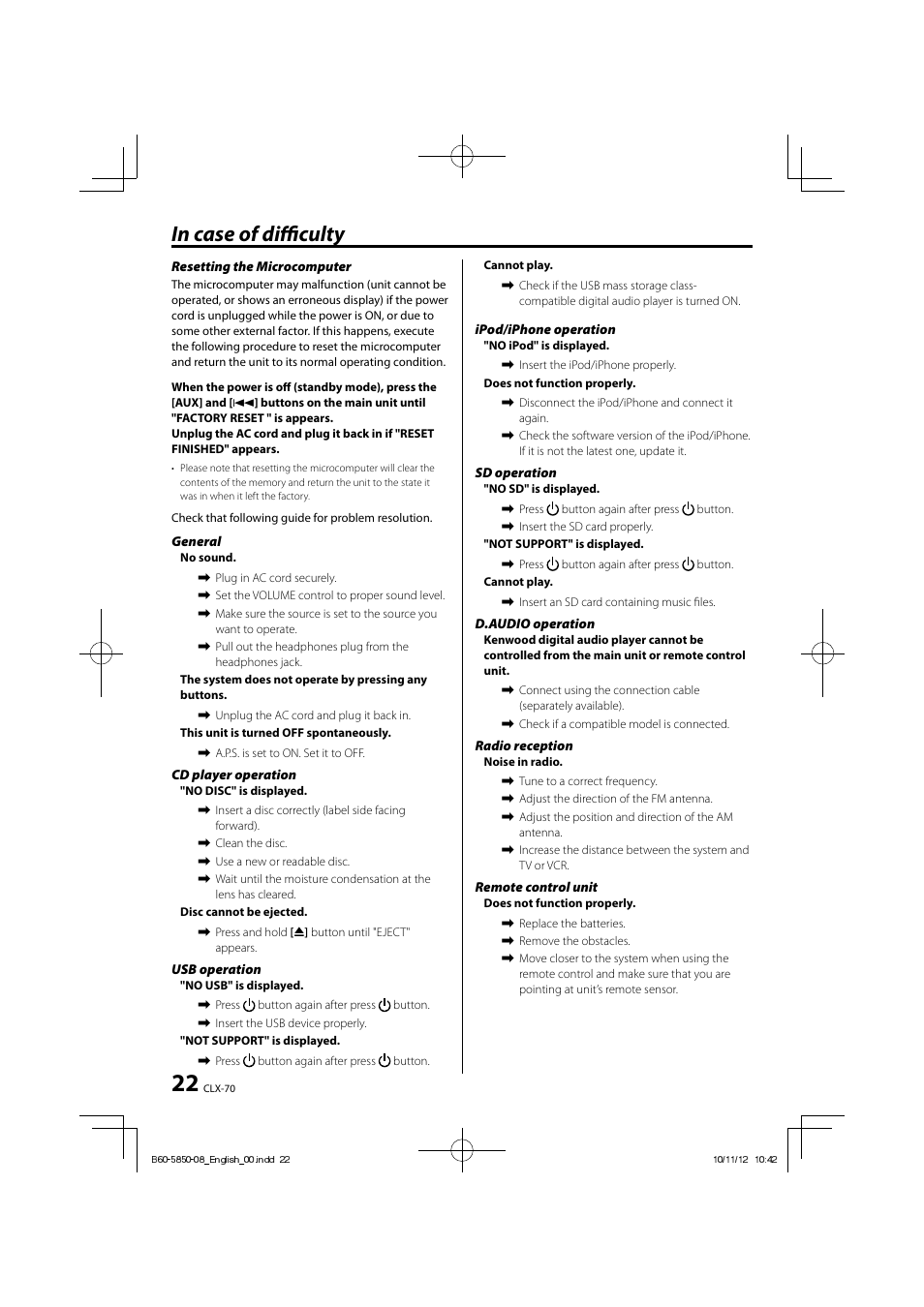 Kenwood CLX-70-W User Manual | Page 22 / 24