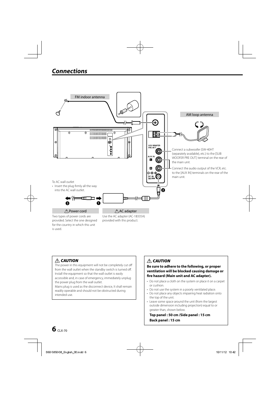 Connections | Kenwood CLX-70-W User Manual | Page 6 / 24