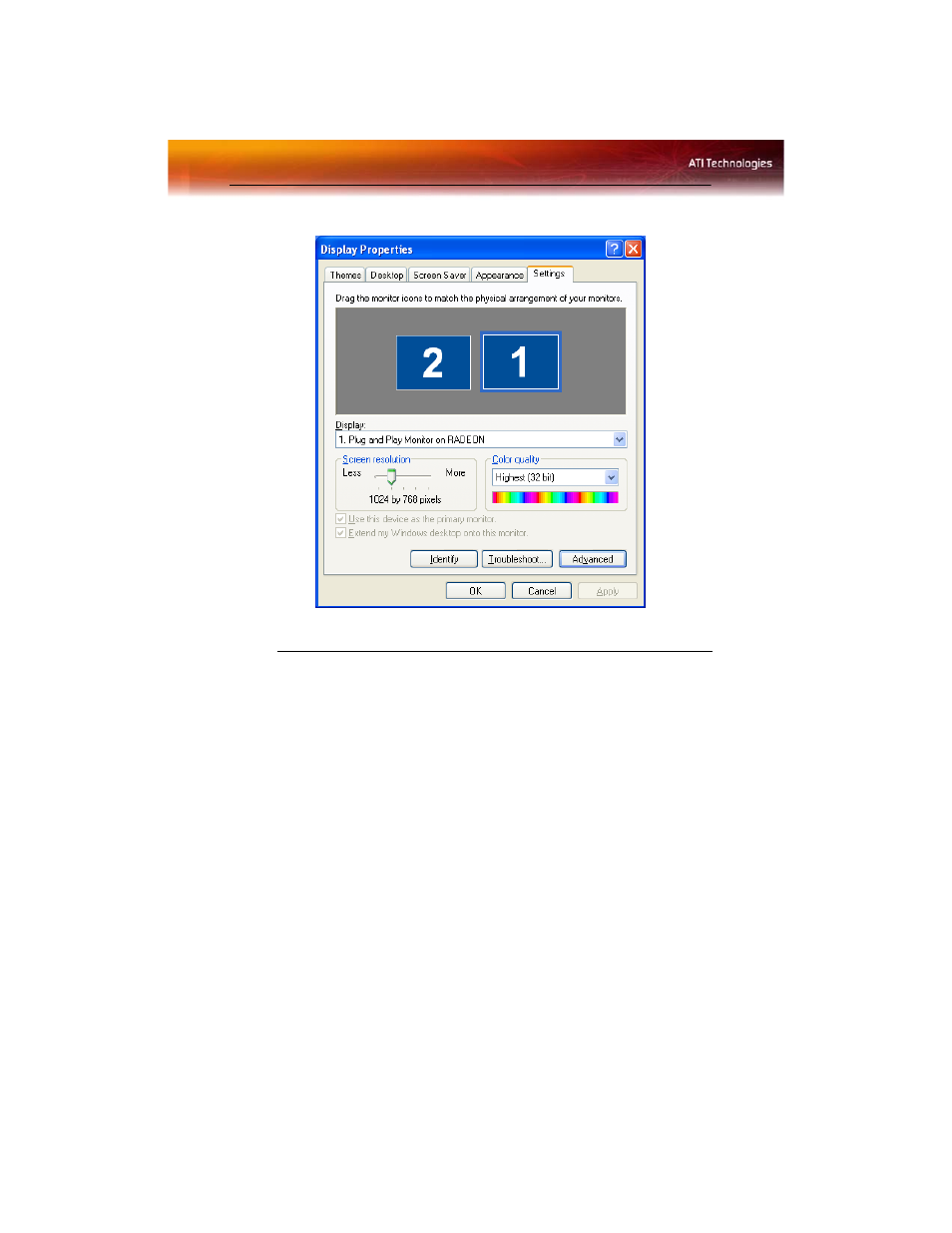 Ati displays tab | ATI Technologies RADEON X800 User Manual | Page 16 / 67