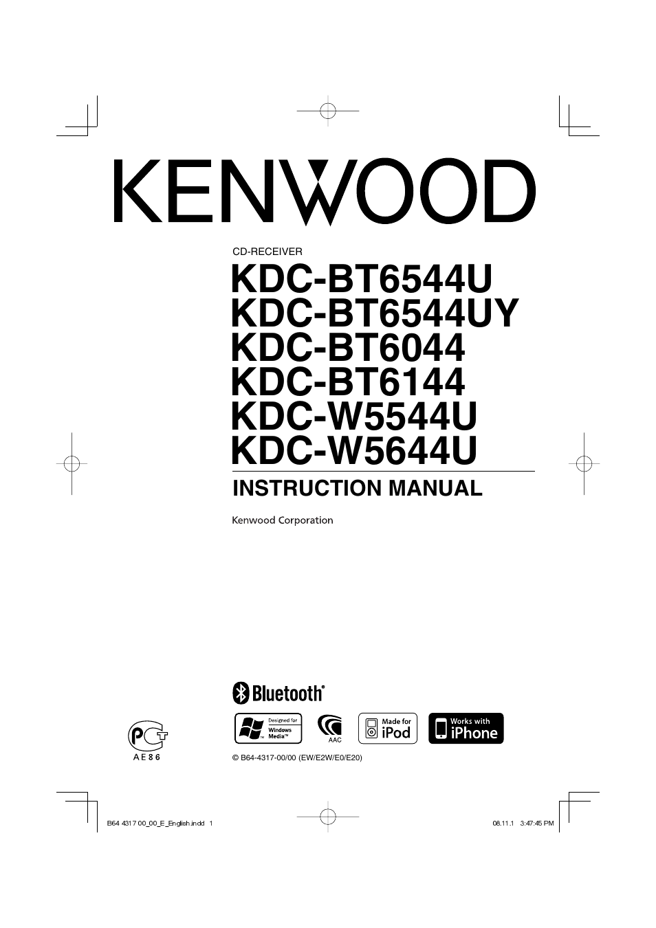 Kenwood KDC-BT6544U User Manual | 48 pages