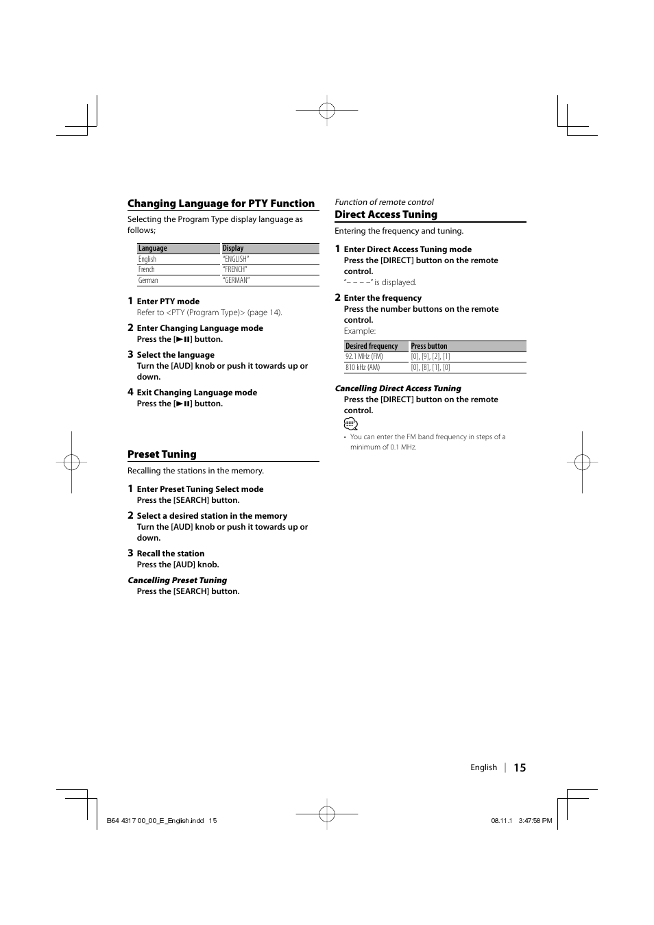 Kenwood KDC-BT6544U User Manual | Page 15 / 48