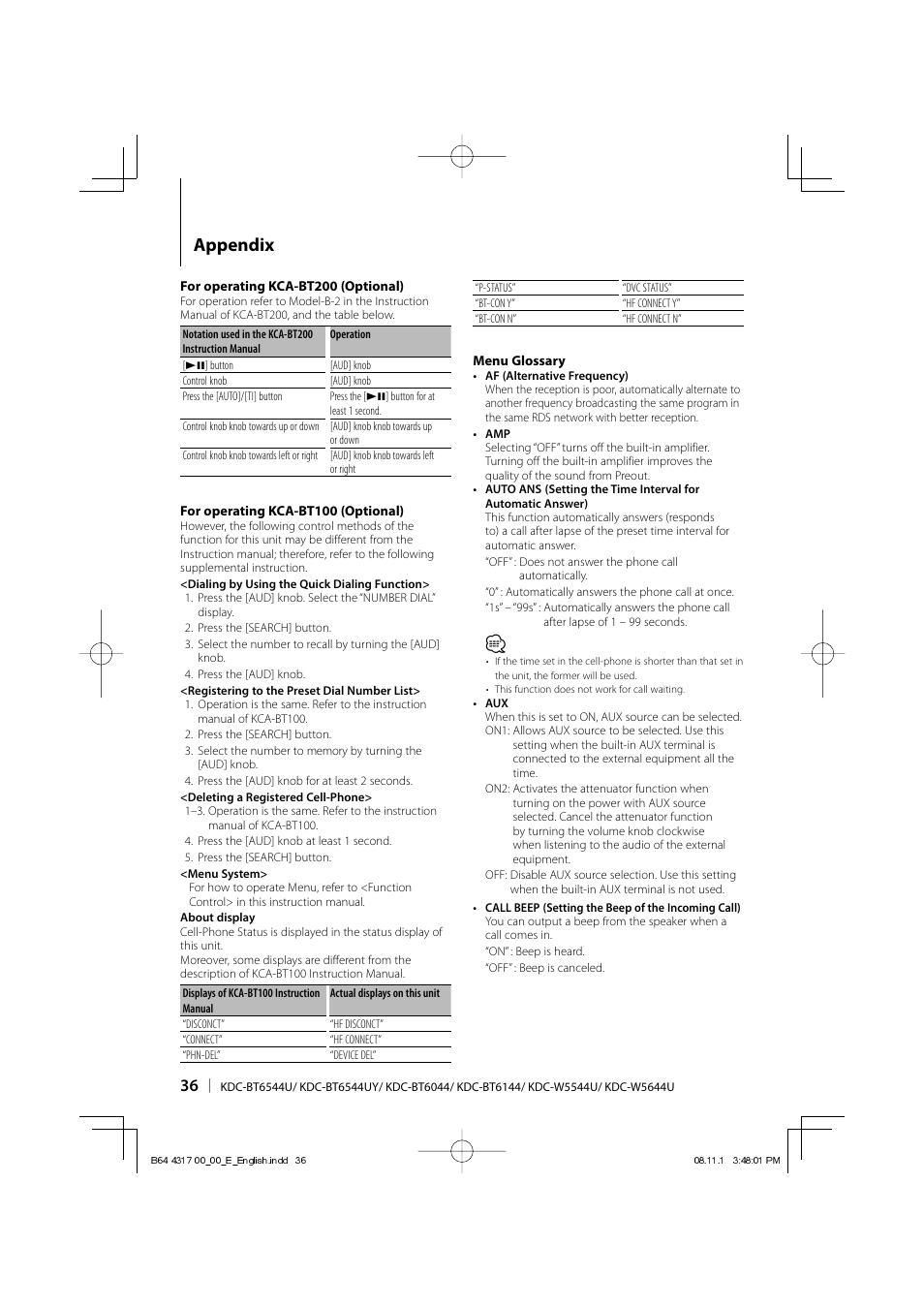 Appendix | Kenwood KDC-BT6544U User Manual | Page 36 / 48