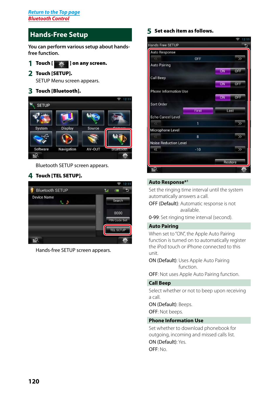 Hands-free setup | Kenwood DNN9250DAB User Manual | Page 121 / 172