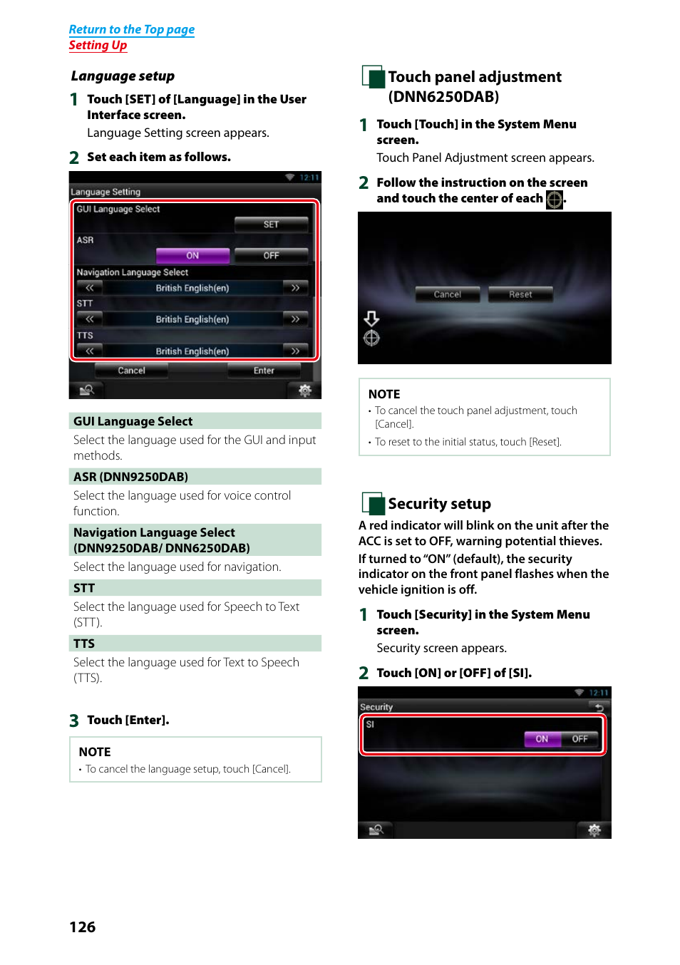 Language setup, P.126), Nition is off | Or details on operation, see, Language setup (p.126) | Kenwood DNN9250DAB User Manual | Page 127 / 172