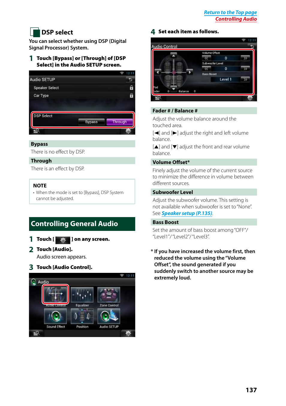 Controlling general audio, P.137) | Kenwood DNN9250DAB User Manual | Page 138 / 172