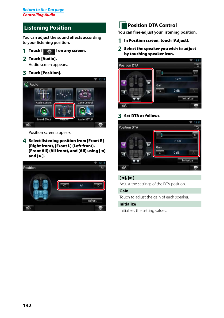 Listening position, P.142) | Kenwood DNN9250DAB User Manual | Page 143 / 172