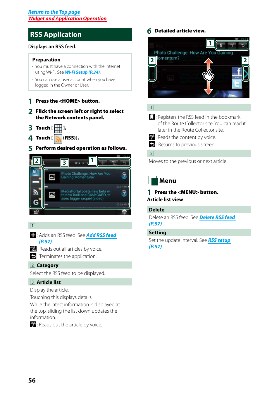 Rss application | Kenwood DNN9250DAB User Manual | Page 57 / 172