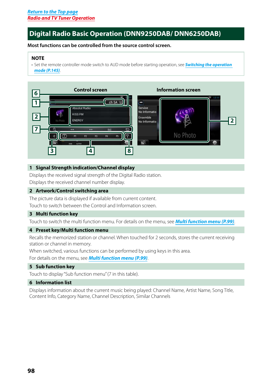 Digital radio basic operation, Dnn9250dab/ dnn6250dab) | Kenwood DNN9250DAB User Manual | Page 99 / 172