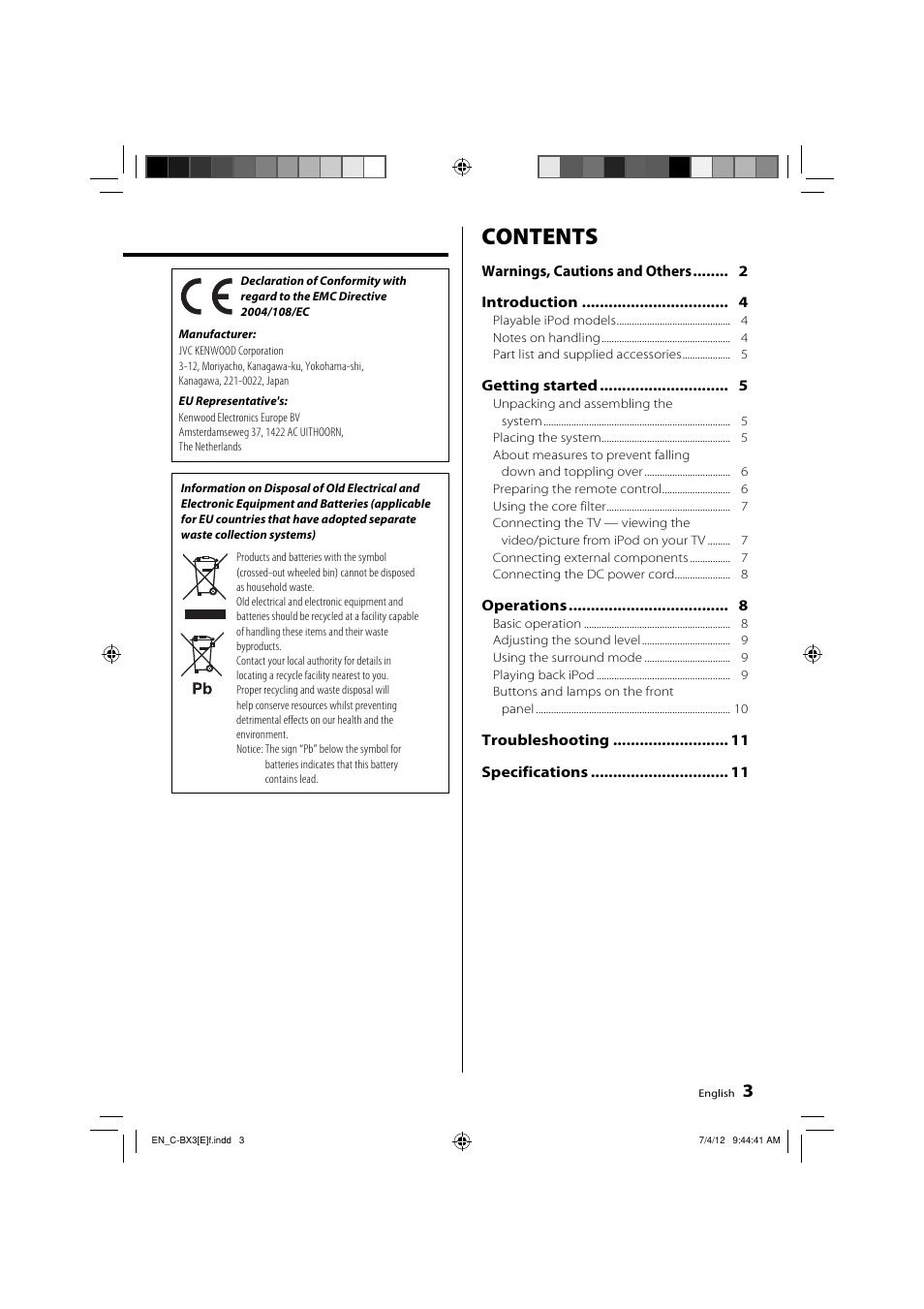 Kenwood C-BX3 User Manual | Page 3 / 12