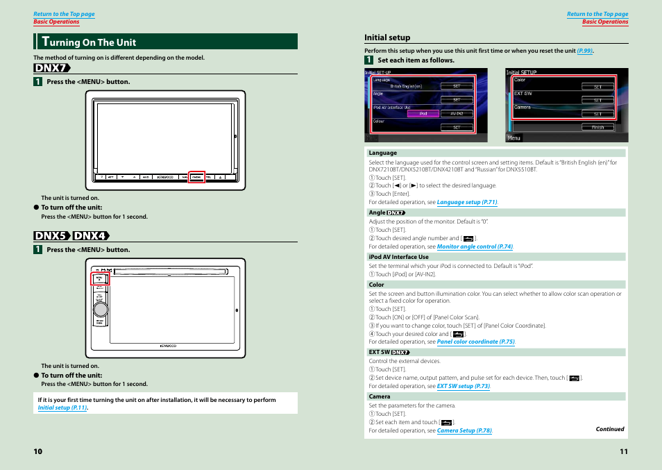 Turning on the unit, Urning on the unit | Kenwood DNX7210BT User Manual | Page 6 / 58