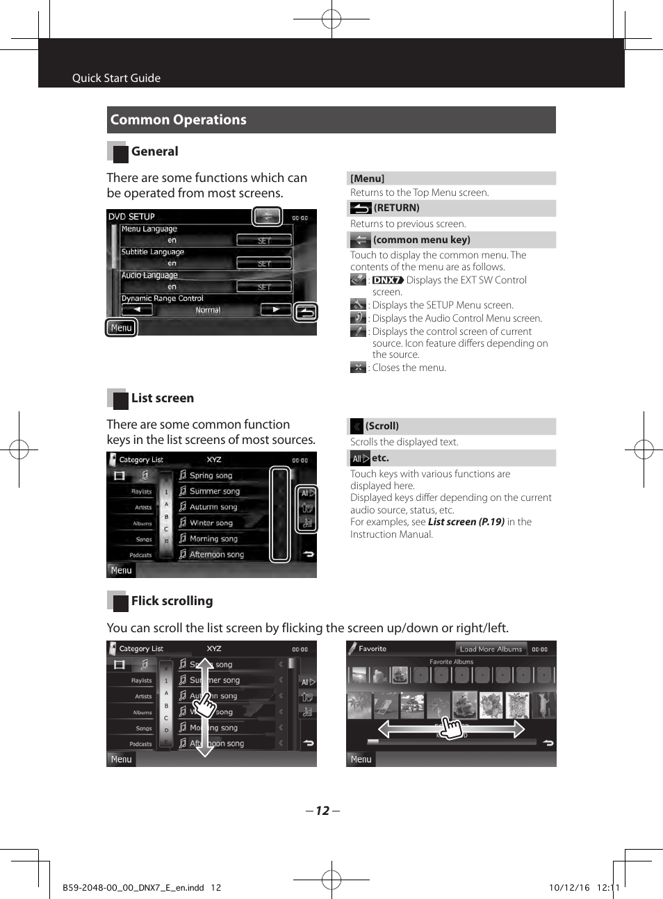 Common operations | Kenwood DNX5280BT User Manual | Page 12 / 36