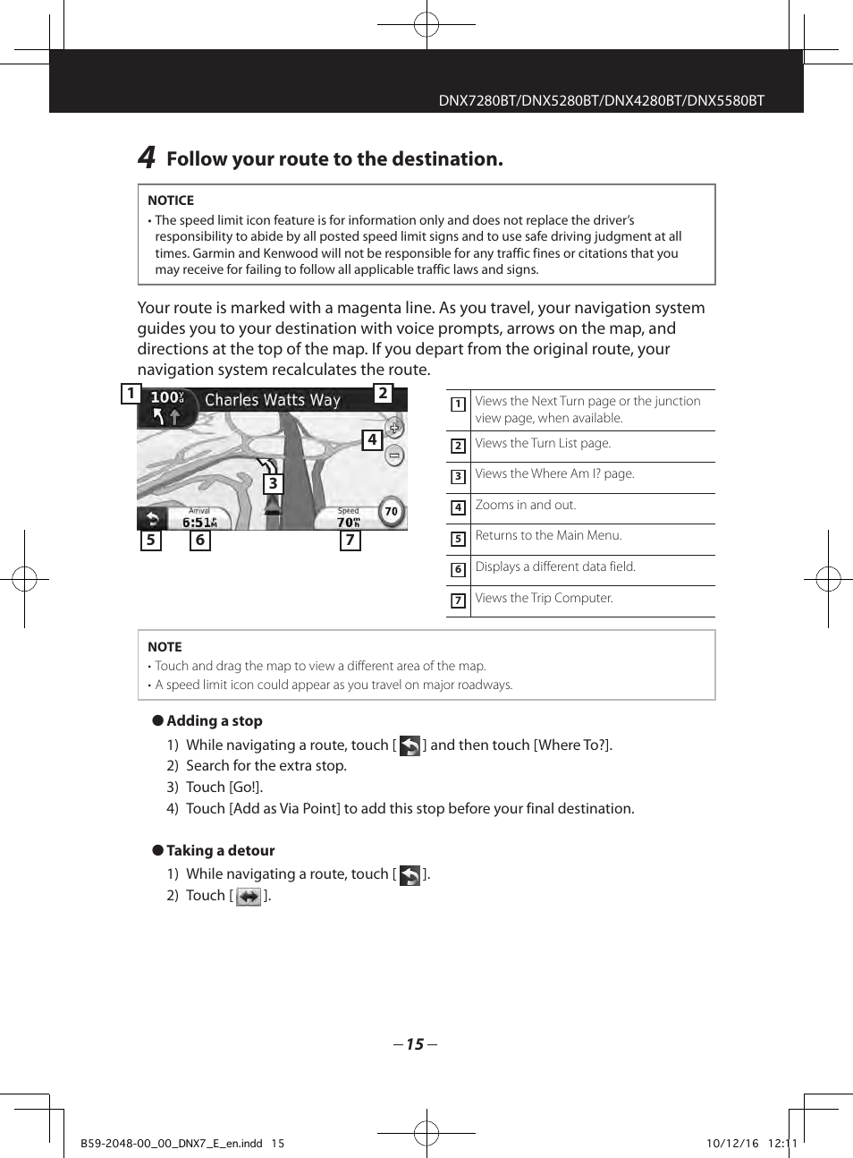 Follow your route to the destination | Kenwood DNX5280BT User Manual | Page 15 / 36