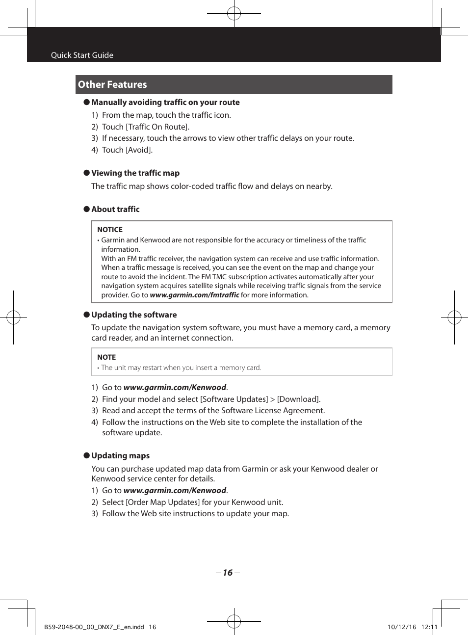 Other features | Kenwood DNX5280BT User Manual | Page 16 / 36