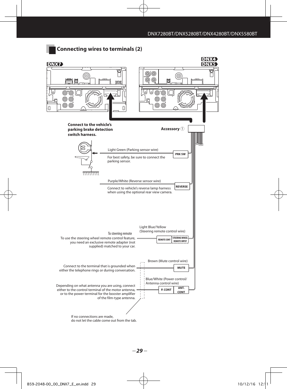 Connecting wires to terminals (2) | Kenwood DNX5280BT User Manual | Page 29 / 36