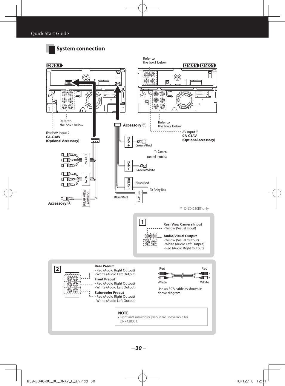 System connection, Quick start guide | Kenwood DNX5280BT User Manual | Page 30 / 36