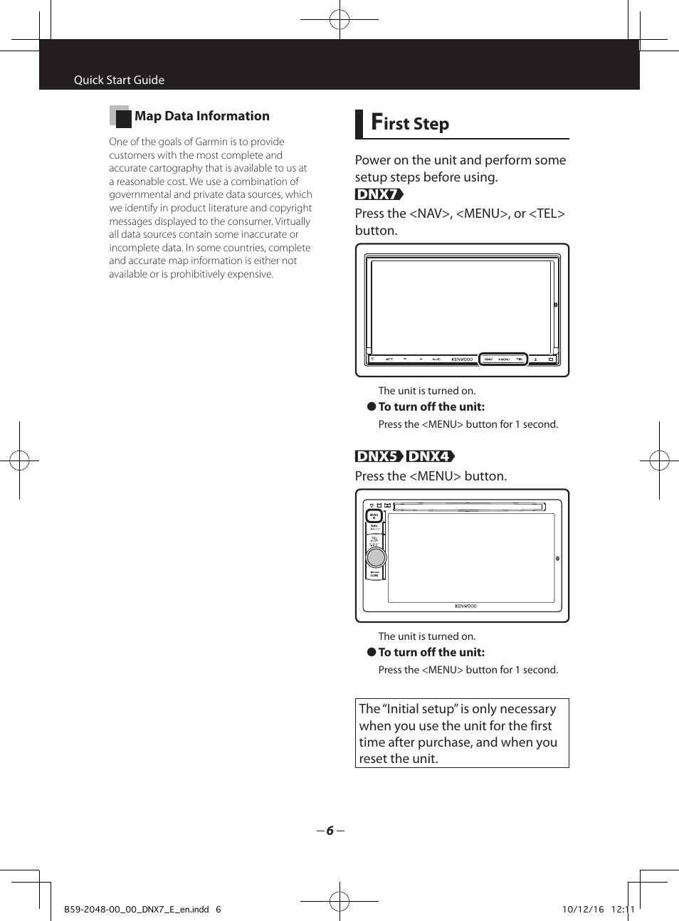 Irst step | Kenwood DNX5280BT User Manual | Page 6 / 36