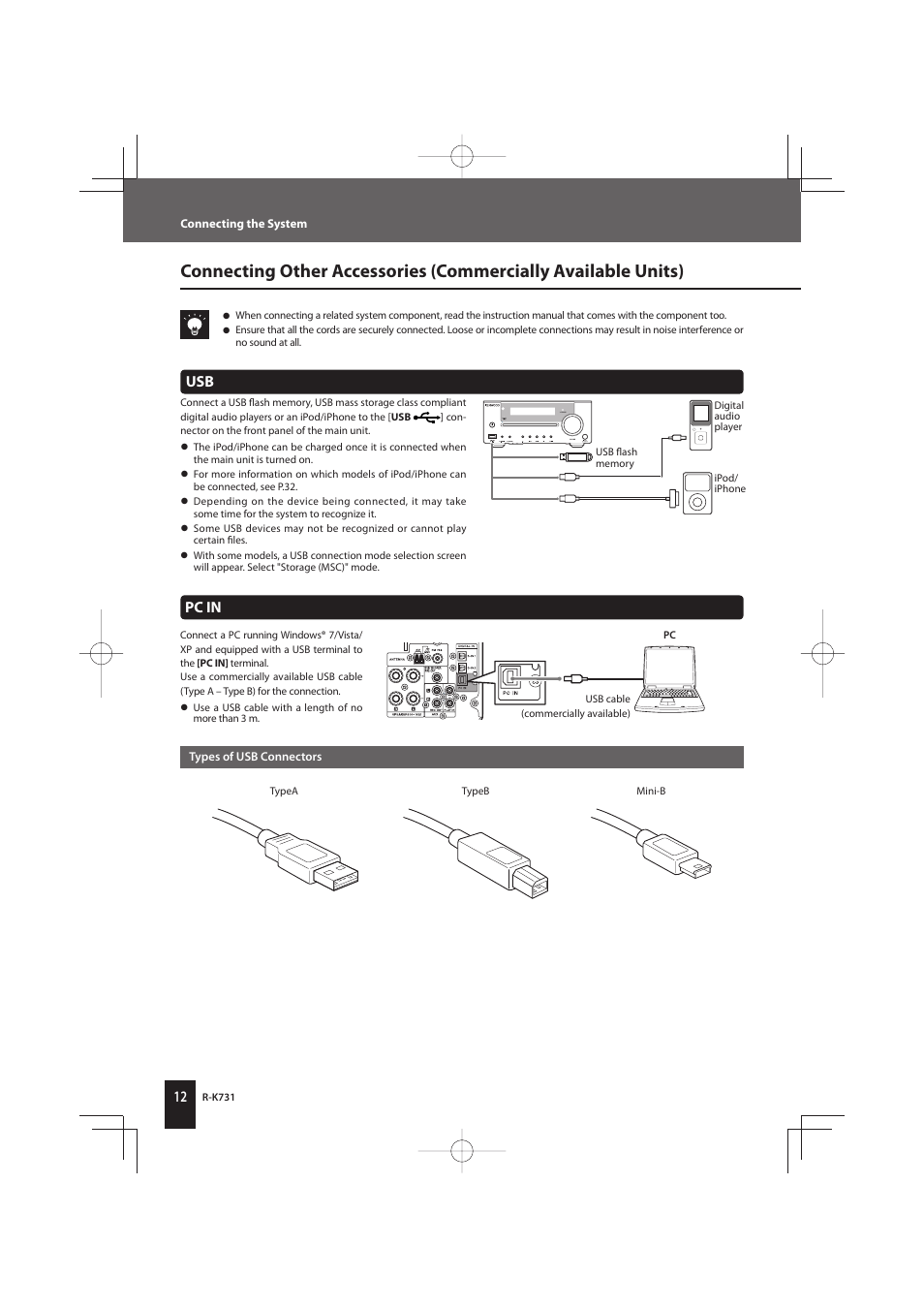 Pc in | Kenwood K-731-B User Manual | Page 12 / 76