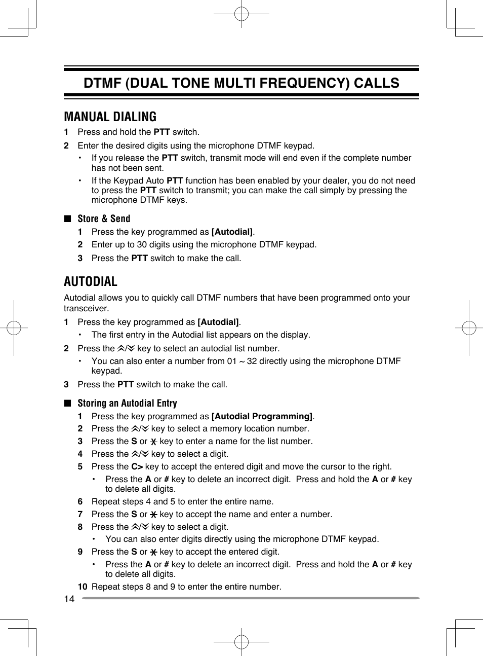 Dtmf (dual tone multi frequency) calls, Manual dialing, Autodial | Kenwood NX-720GE User Manual | Page 18 / 23