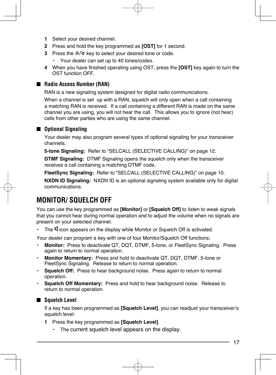 Monitor/ squelch off | Kenwood NX-720GE User Manual | Page 21 / 23