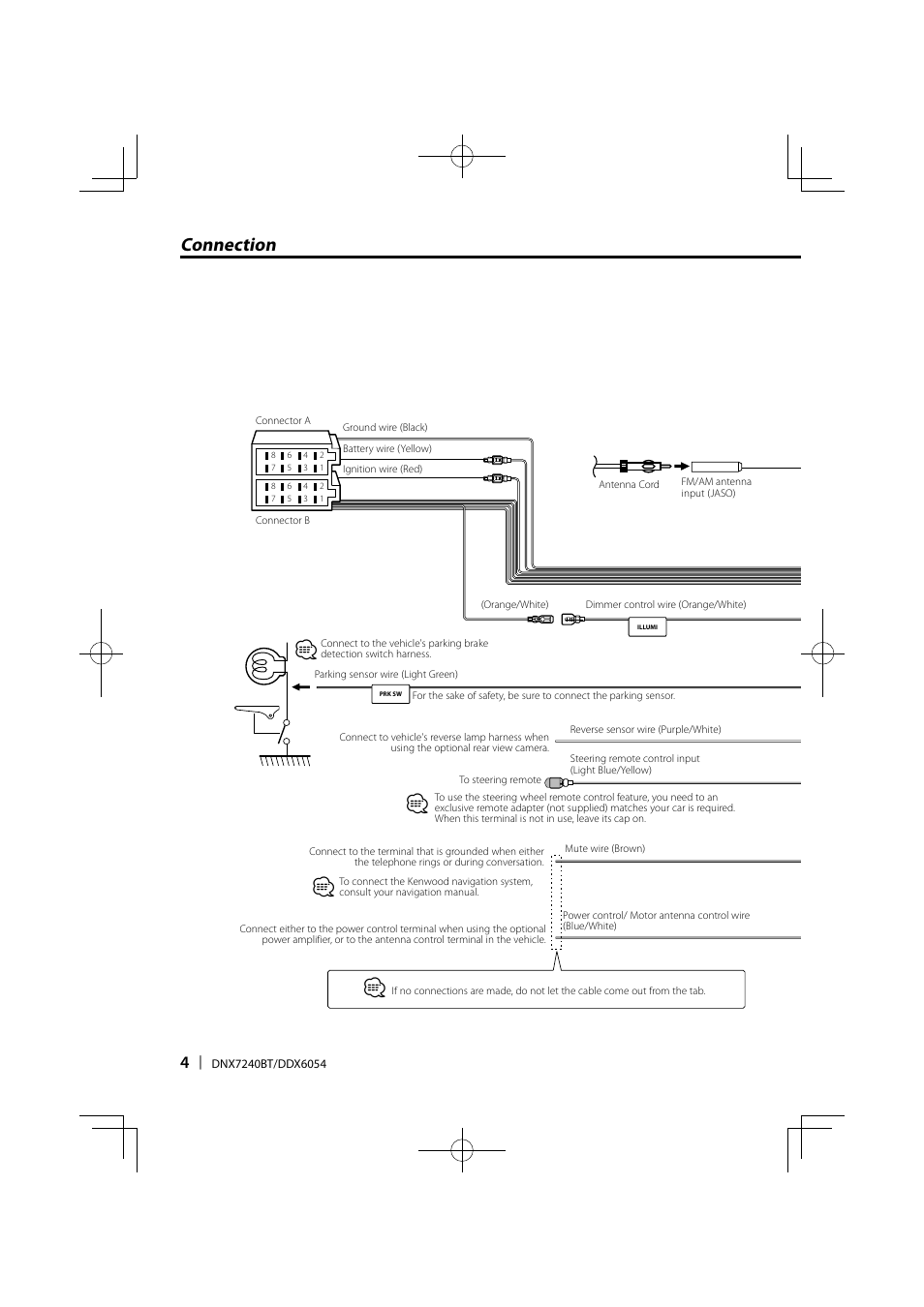 Connection | Kenwood DNX7240BT User Manual | Page 4 / 12