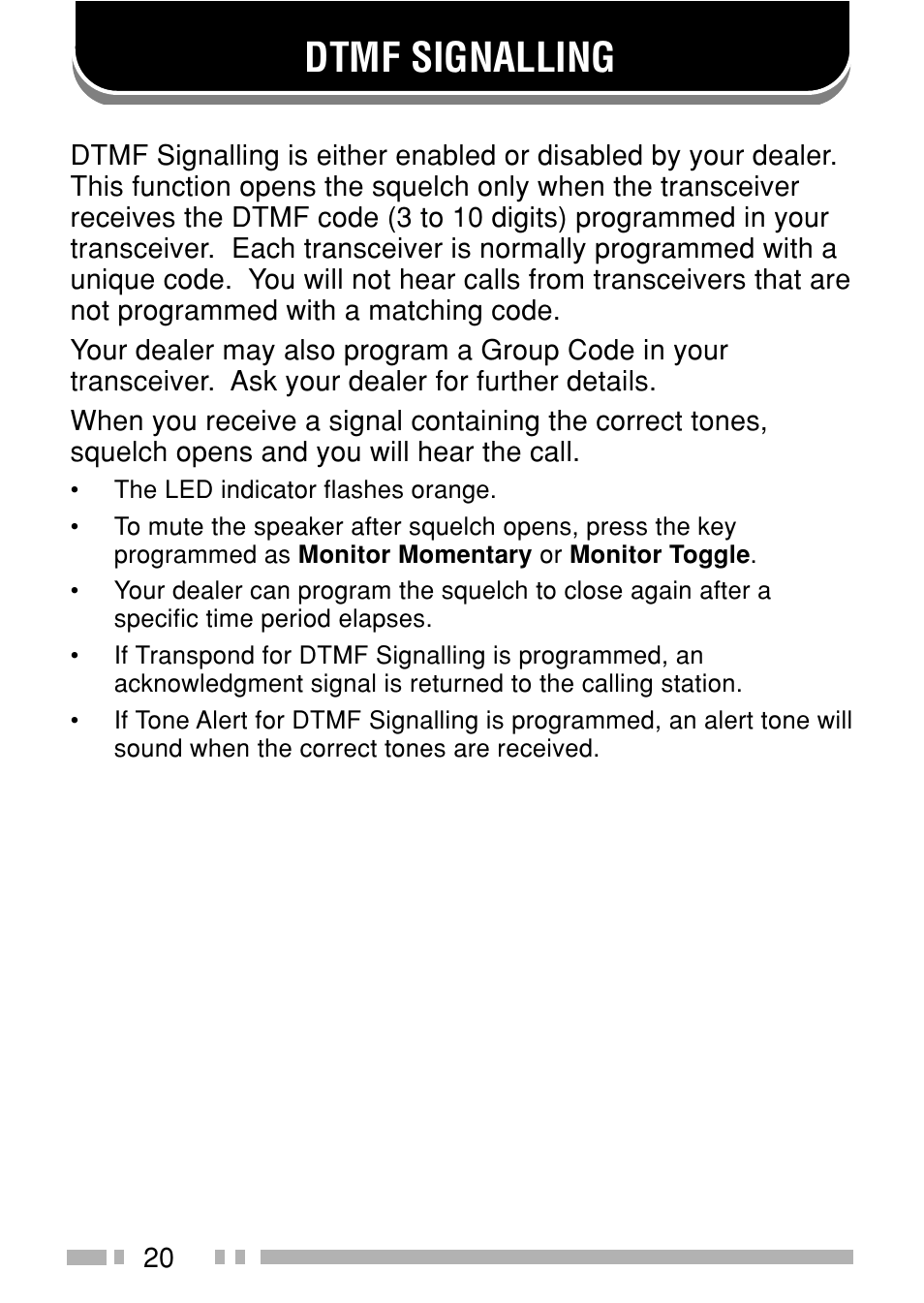 Dtmf signalling | Kenwood TK-3160E3 - Discontinued User Manual | Page 27 / 36