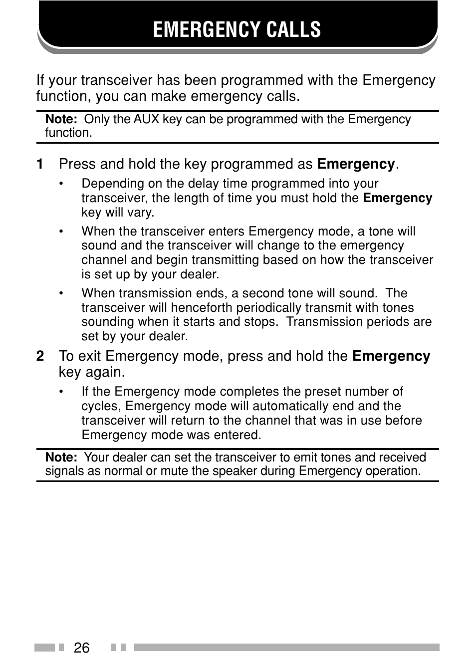 Emergency calls | Kenwood TK-3160E3 - Discontinued User Manual | Page 33 / 36