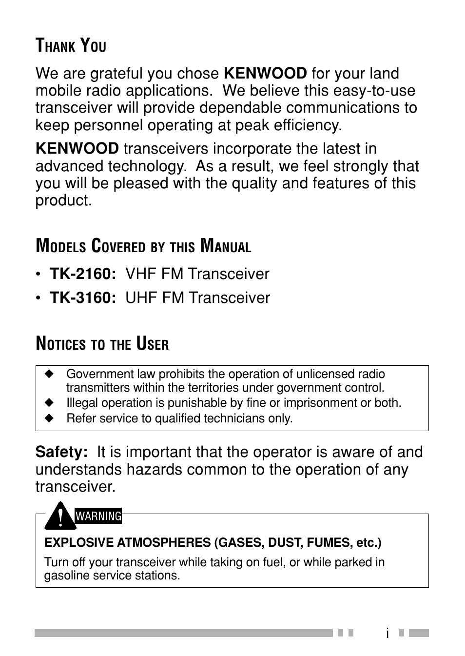 Kenwood TK-3160E3 - Discontinued User Manual | Page 4 / 36