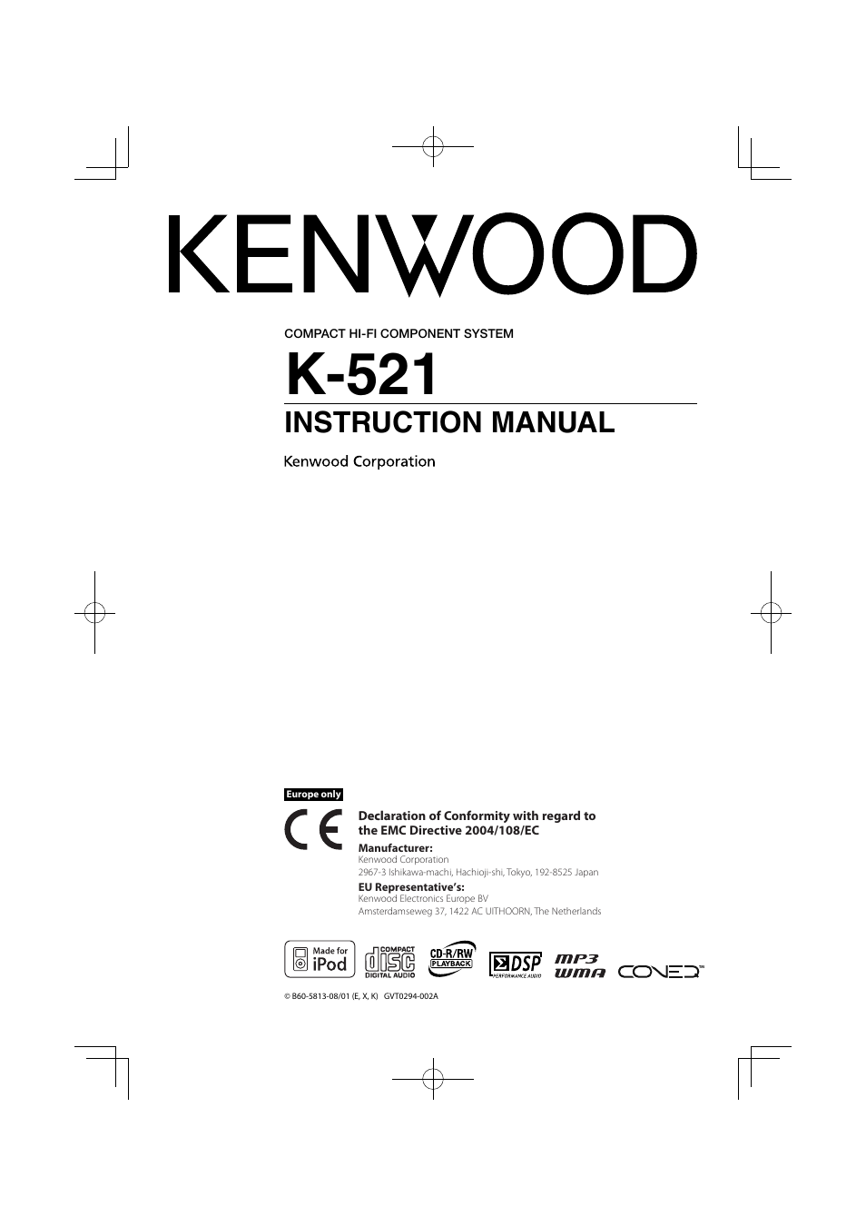 Kenwood K-521-B User Manual | 76 pages