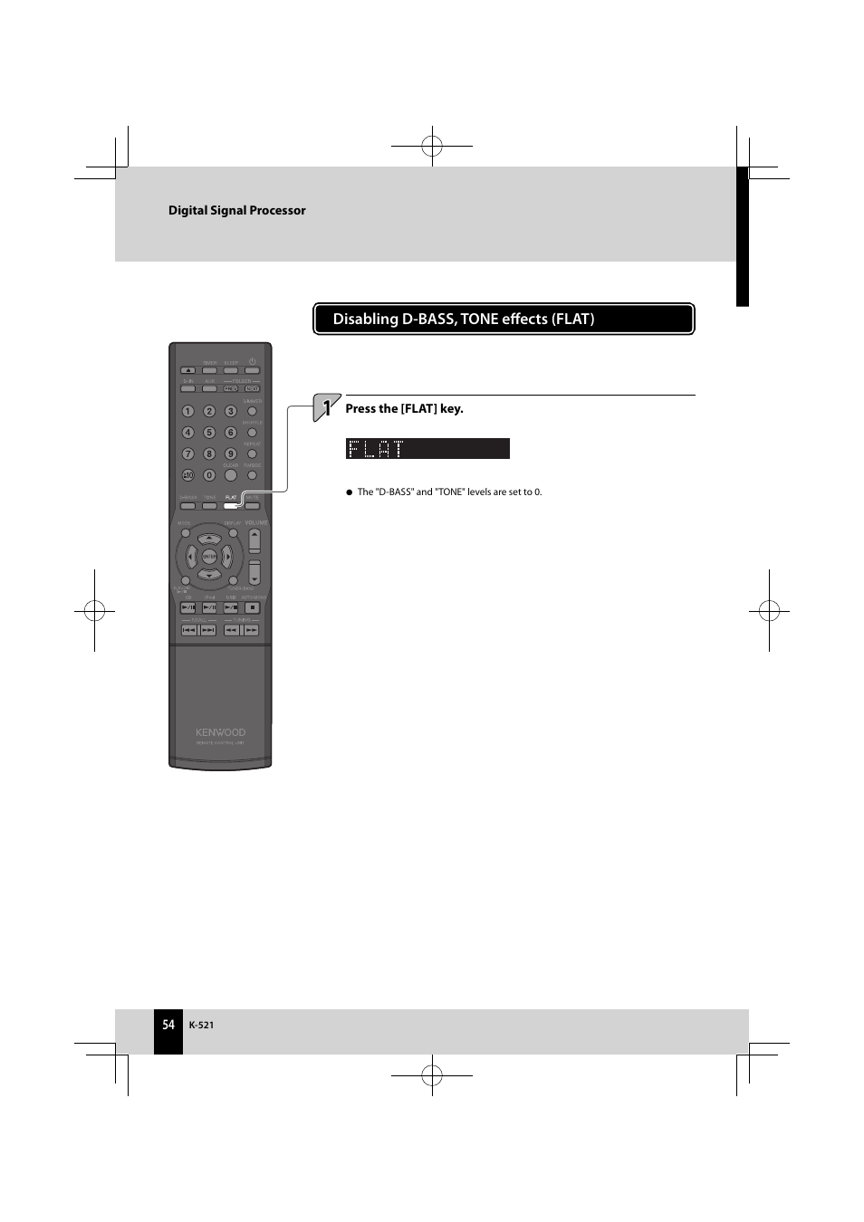 Disabling d-bass, tone eﬀ ects (flat) | Kenwood K-521-B User Manual | Page 54 / 76