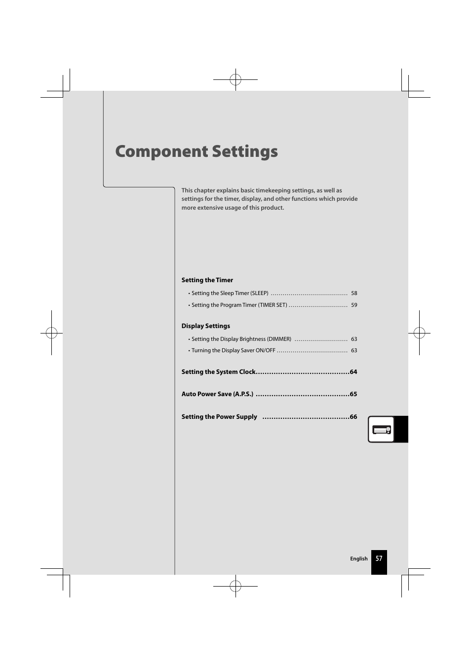 Component settings | Kenwood K-521-B User Manual | Page 57 / 76